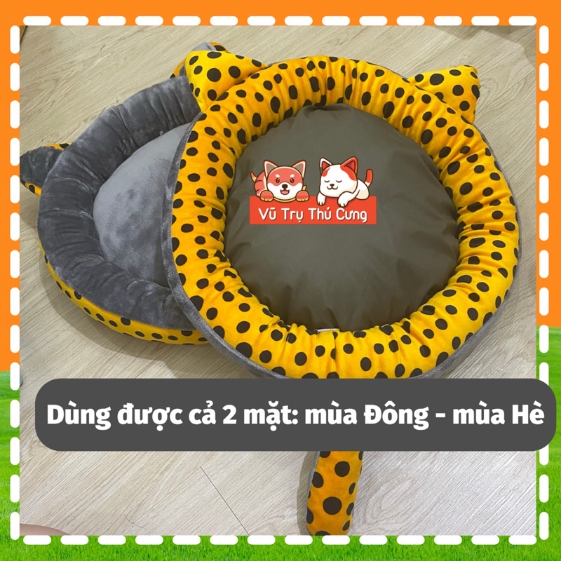 Nệm ngủ, Đệm ngủ cho Chó mèo chất liệu êm ái, thoáng mát, hoạ tiết tai mèo dễ thương