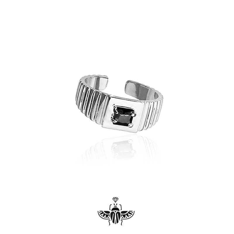 Nhẫn Cặp Màu Đen Đính Đá Zircon Cho Nam Nữ