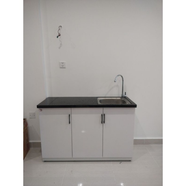 Tủ Bếp Nhựa Đài Loan Mặt Đán Đá - 1 Bồn Rửa - 3 Cánh Hiện Đại,Sạch Sẽ,Bền Bỉ ( FreeShip HCM )