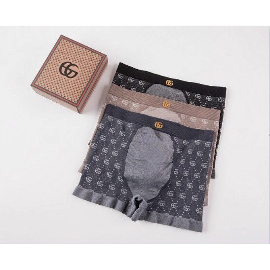 Hộp 3 Quần Lót Nam Boxer Cotton GGG, Quần Sịp Nam họa Tiết Co dãn 4 chiều Loại 1