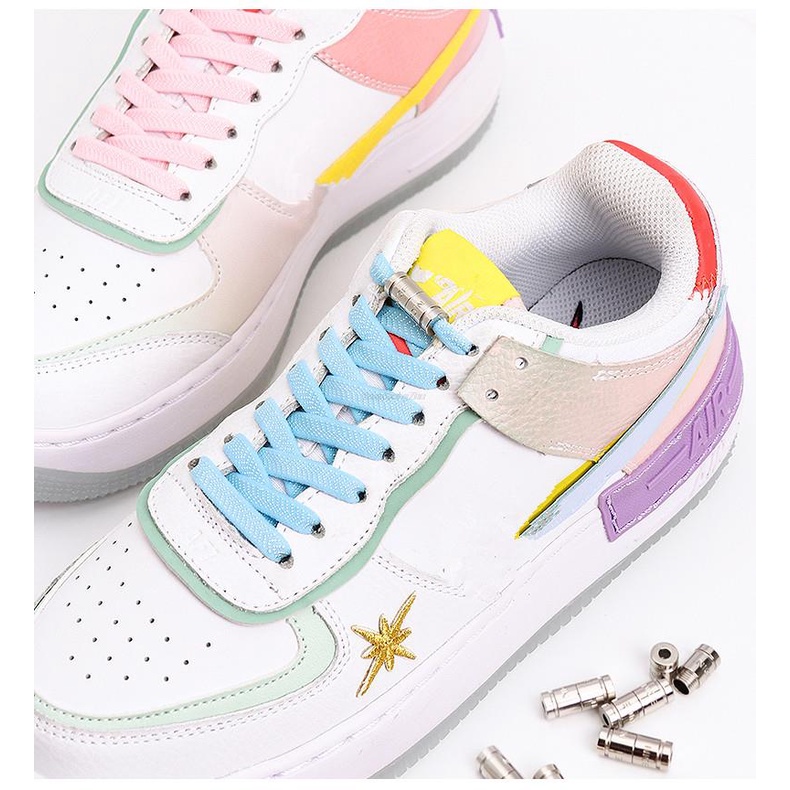 Khóa Dây Giày Co Giãn Phẳng Không Cần Buộc Bằng Kim Loại Mới Cho Người Lớn Và Trẻ Em