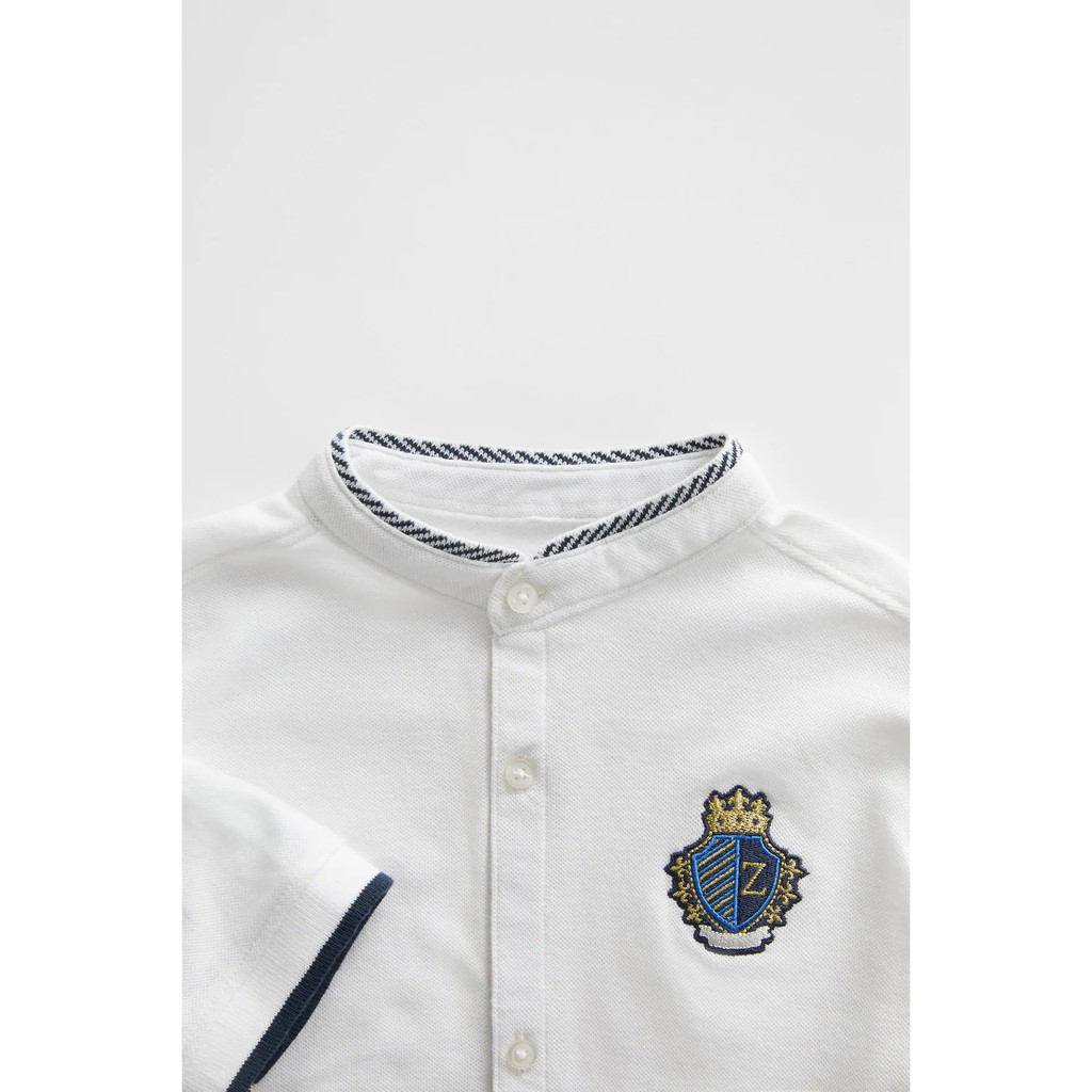 Áo polo trắng Crest Zara 9y, 10y_hàng chính hãng BĐN