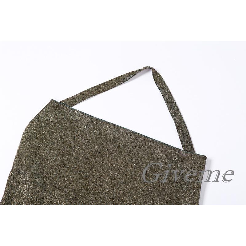 Váy body Hai Dây Cổ Yếm Đính Kim Sa Lấp Lánh Thời Trang Mùa Hè Cho Nữ