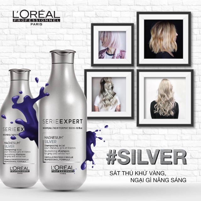 Dầu gội khử vàng cho tóc xám bạc Loreal Magnesium Silver 300ml