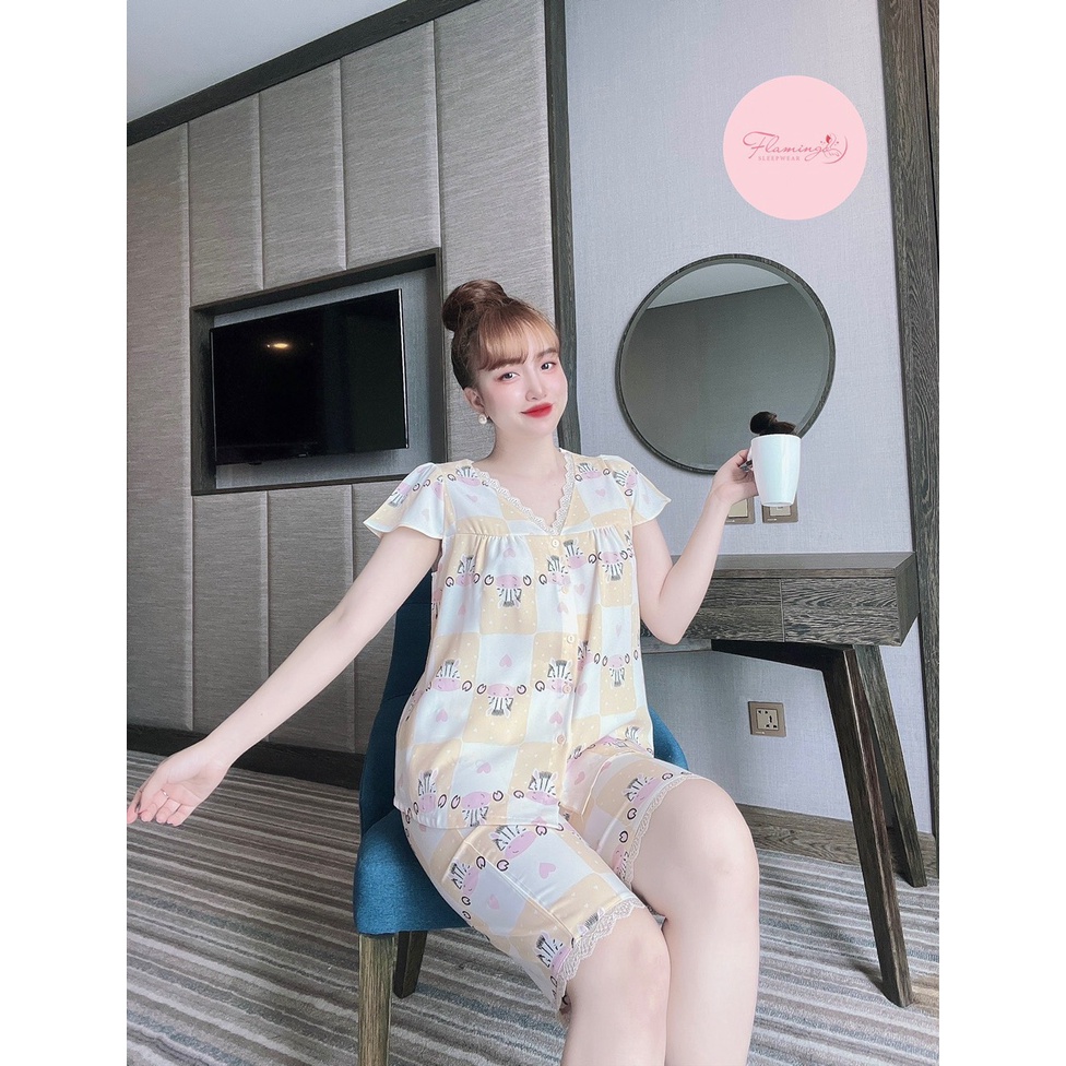 Bộ lụa Mango nhà Flamingo họa tiết xinh xắn