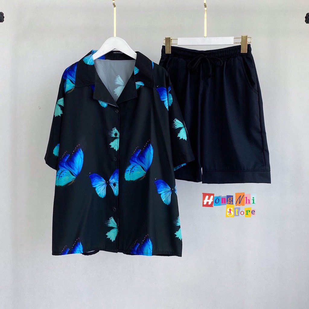 Áo sơ mi hoạ tiết tay lỡ dáng rộng, sơ mi đi biển, sơ mi bướm to tay lửng unisex - mm | BigBuy360 - bigbuy360.vn