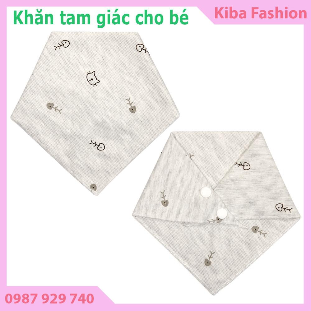 Khăn Tam Giác 2 lớp cúc bấm nhiều nấc, chất liệu COTTON nhiều màu cho bé Trai và bé Gái ( hình in thay đổi theo lô hàng)