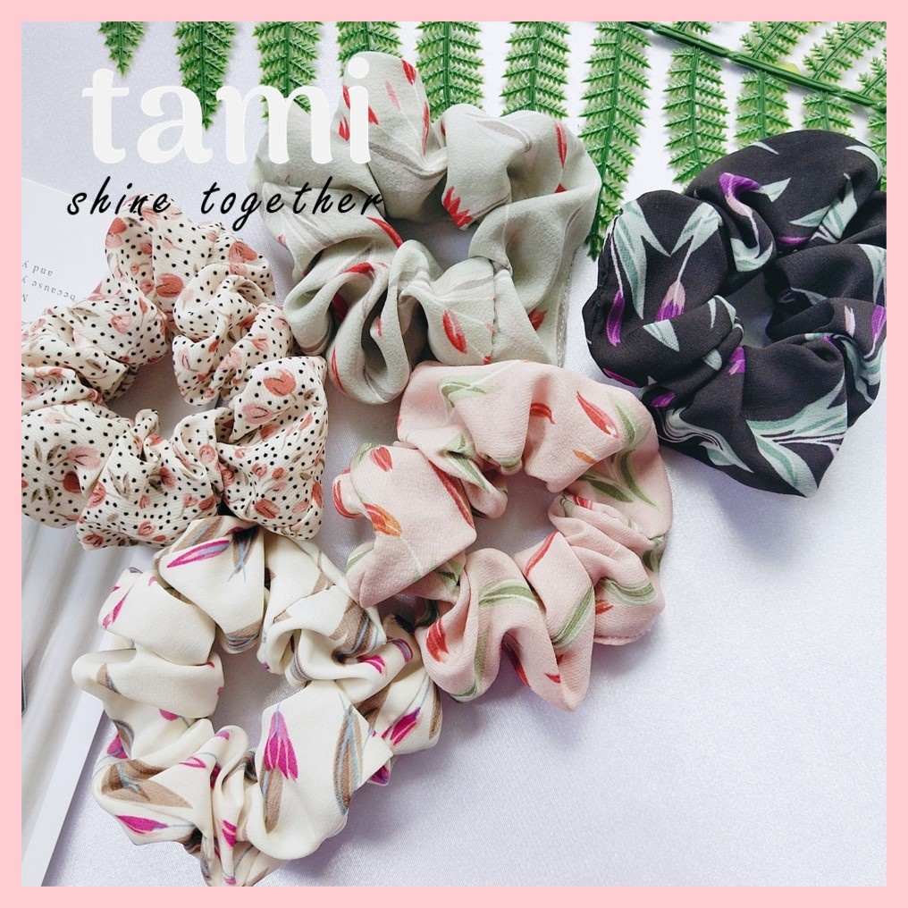 Scrunchies - Cột tóc scrunchie vải hoa Tulip