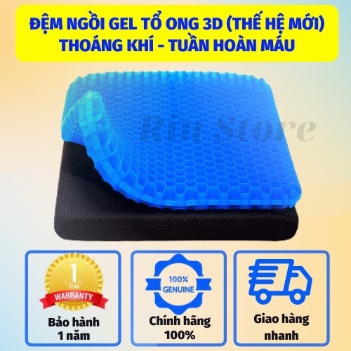 Đệm lót ghế, 3D thoáng khí gel 2 Lớp cao cấp, nệm cao su non, kết cấu tổ ong chống ê mông mỏi lưng