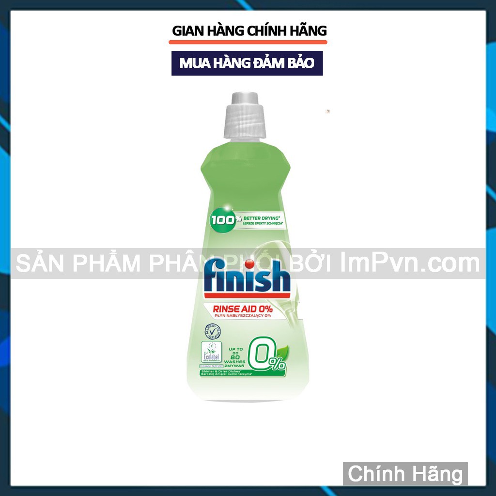 Combo Viên rửa bát Finish Eco 0%, nước làm bóng Finish Eco 0% và muối rửa bát Finish 1.2kg