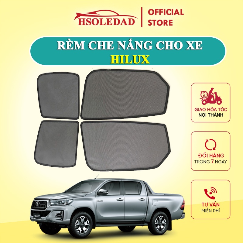 Rèm che nắng nam châm cho xe Toyota Hilux, bộ 4 tấm cho 4 cửa, hàng loại 1 cao cấp nhất, vừa khít kính