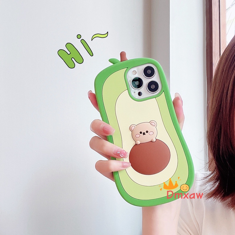 Ốp Điện Thoại Silicon Mềm Hình Gấu/Bơ Cho iPhone 13 Pro Max 12 11 Pro Max X XR XS Max 8 7 6 6s Plus SE 2020
