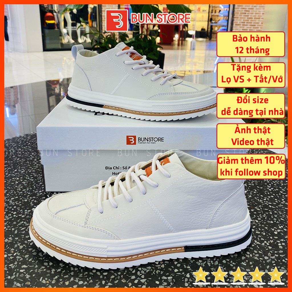 TOP Giày Nam cao cấp Bun Store - Giày da nam thời trang Sneaker trẻ trung, phong cách G9823T