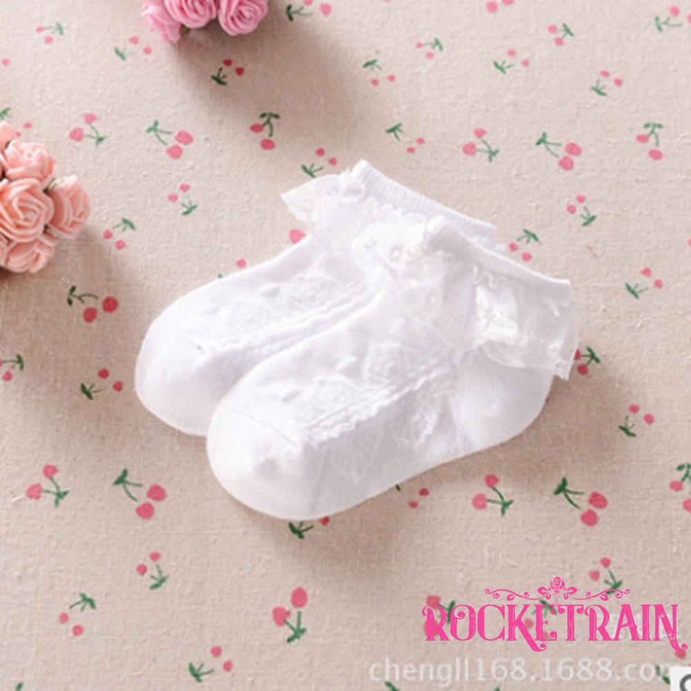 Vớ cotton phối ren đính nơ dễ thương dành cho bé gái