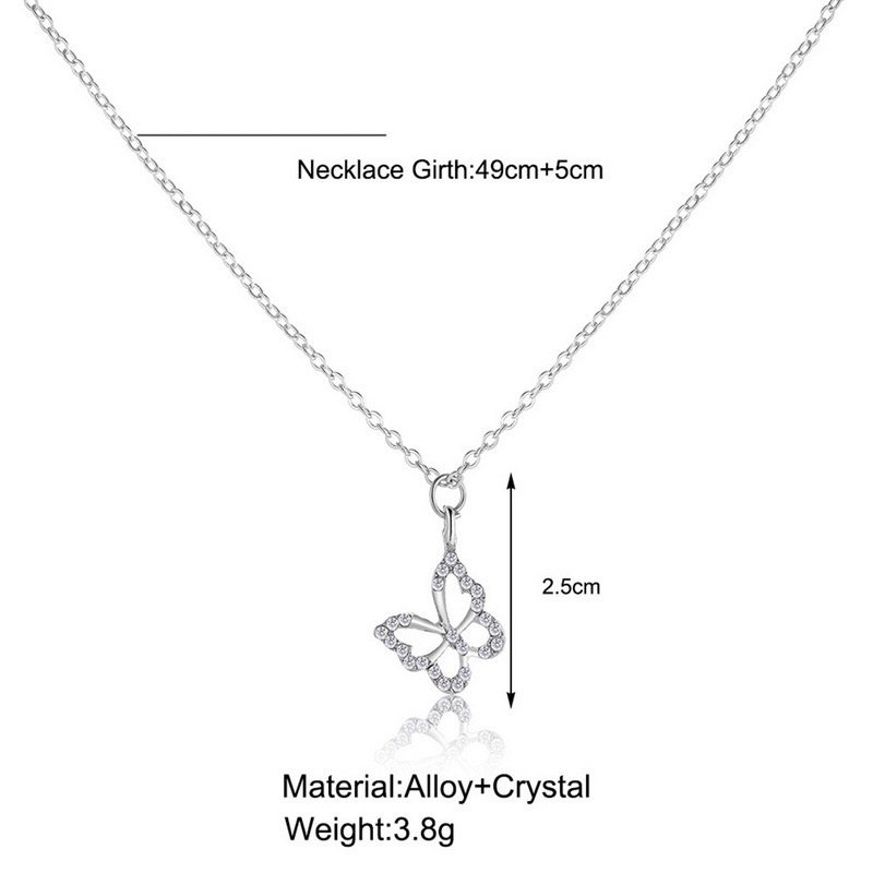 Vòng cổ Hợp Kim Mặt Hình Bướm Rỗng Lấp Lánh Thời Trang Cho Nữ