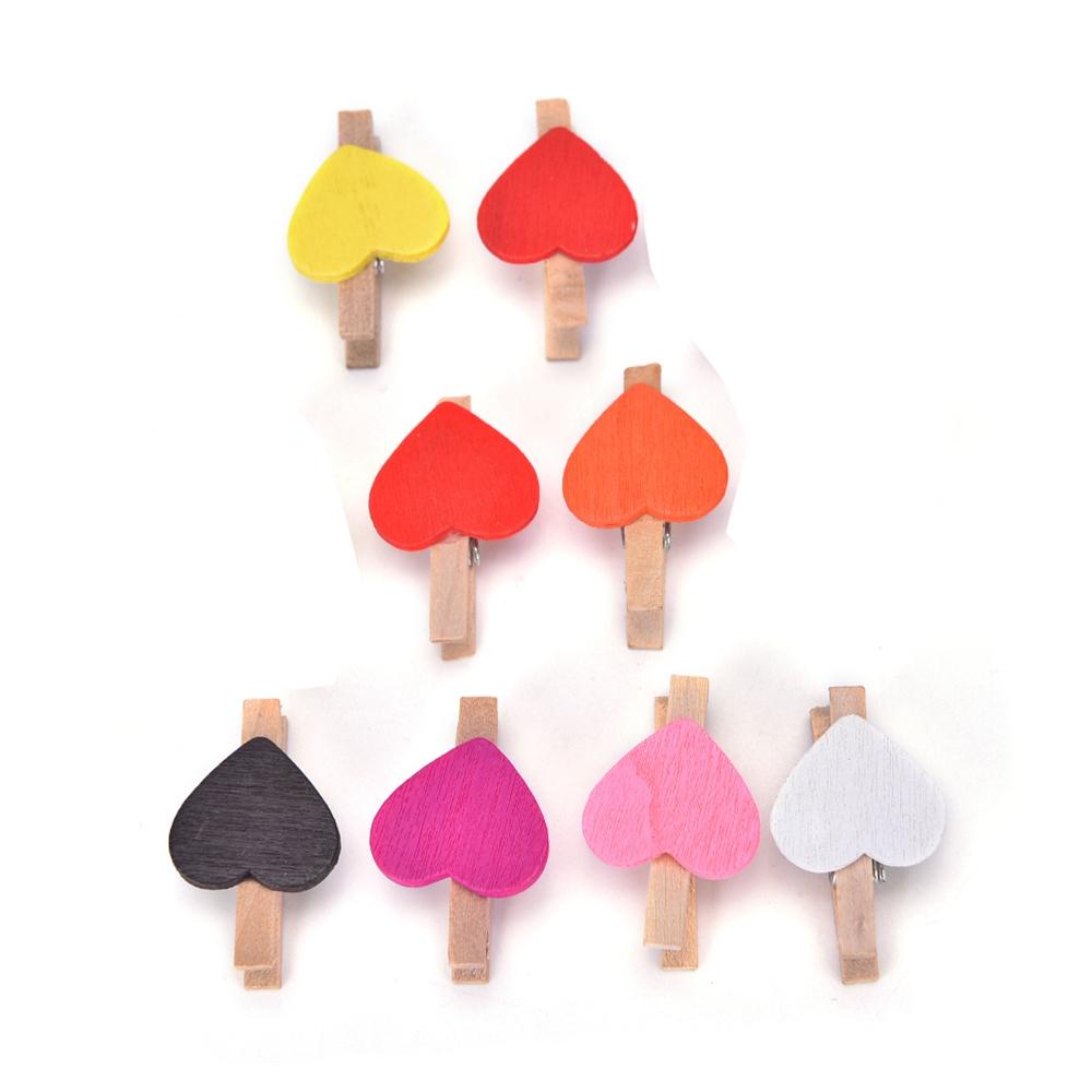 Set 50 KẹP Gỗ HìNh TráI Tim NhiềU MàU TuyệT ĐẹP Trang Trí TiệC