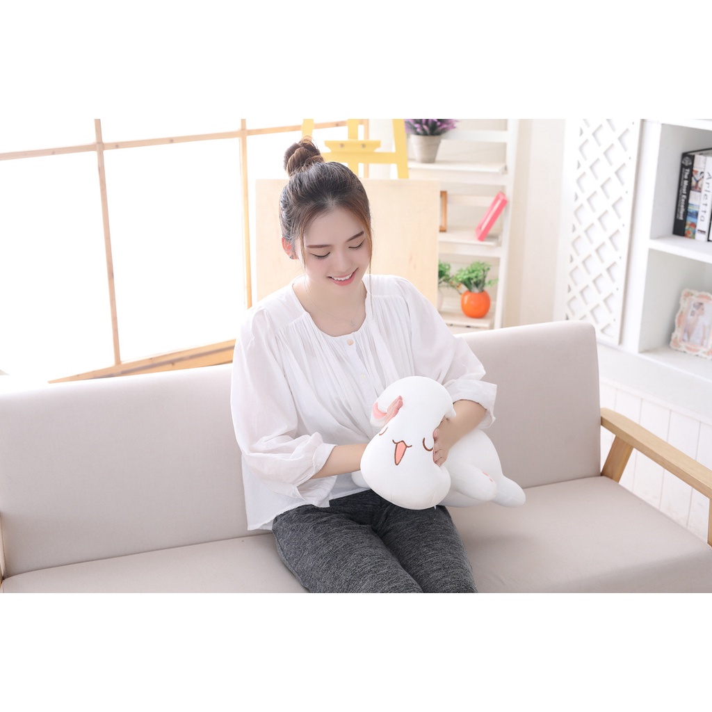 Búp Bê Đồ Chơi Hình Chú Mèo Đang Nằm Màu Trắng Và Đen Kích Thước 30CM-65CM