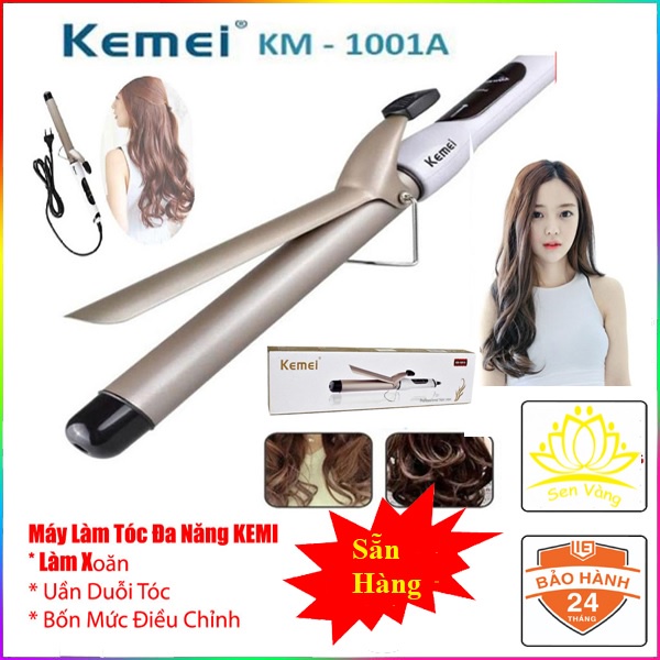 Máy làm xoăn tóc, sóng tự nhiên 4 mức chỉnh nhiệt Kemei 1001A - KM9500 ( tự động - đa năng - mini Tặng cạo chân mày alin