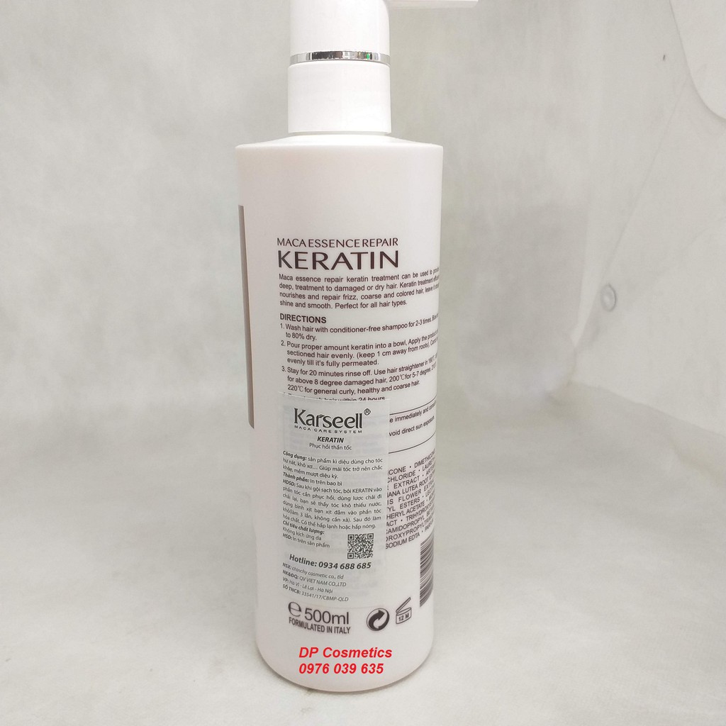 Phục hồi tóc Keratin Karseell Maca 500ml Ý