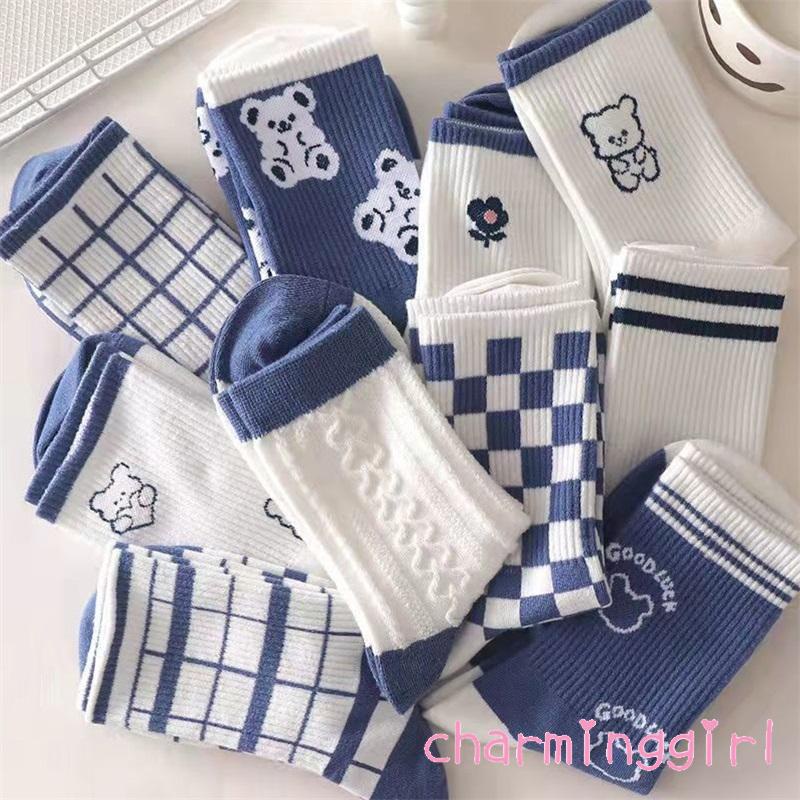 Vớ dệt kim thoáng khí chống trượt in họa tiết hoạt hình dễ thương cao cấp cho nữ