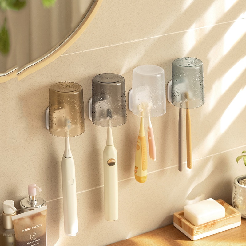 Giá Đỡ Bàn Chải Đánh Răng / Cốc Đánh Răng Gắn Tường Tự Dính Chống Thấm Nước