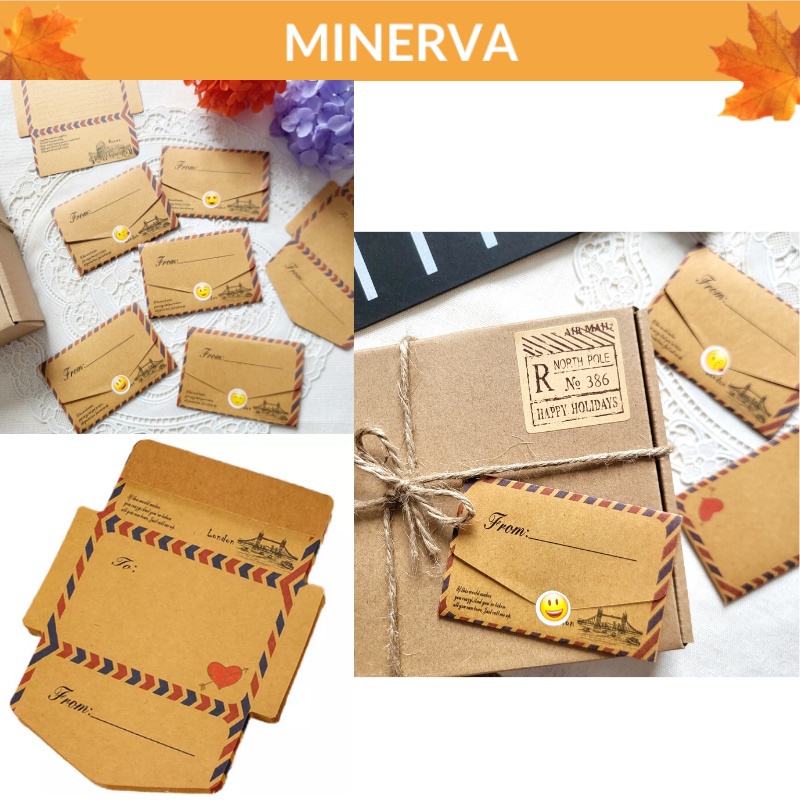Set 5 Phong bì mini viết lời chúc mừng kèm sticker emoji biểu cảm dán niêm phong