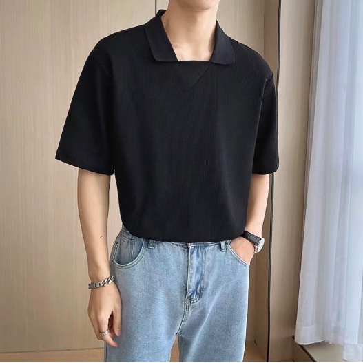 Áo Thun Polo Ngắn Tay Màu Sắc Đơn Giản Phong Cách Hàn Quốc Cho Nam
