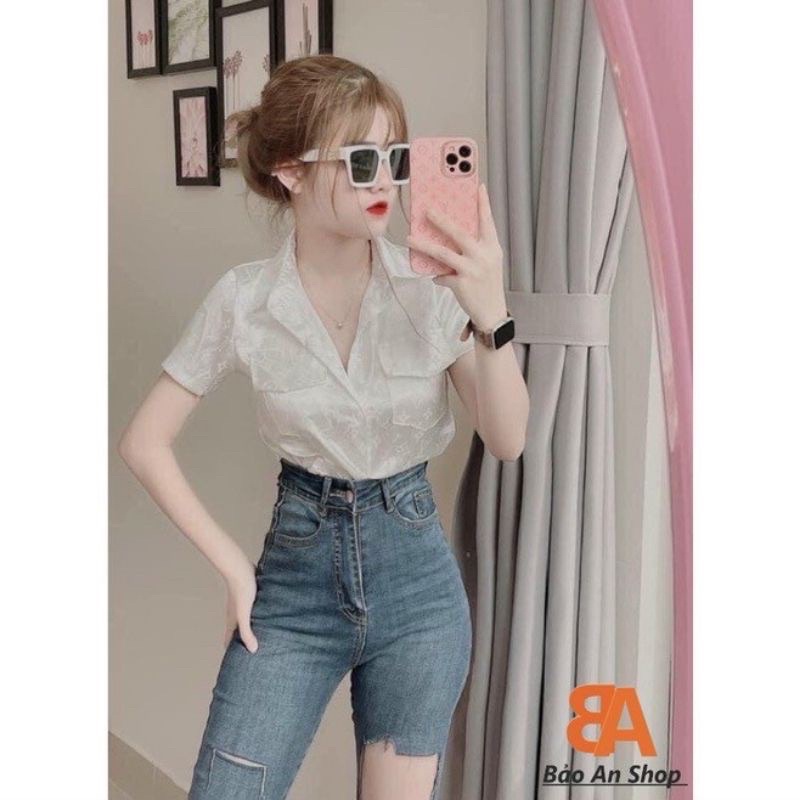 🌱ÁO SƠ MI GẤM HOẠ TIẾT TAY NGẮN, ĐƠN GIẢN ĐI HỌC, CÔNG SỞ🌱