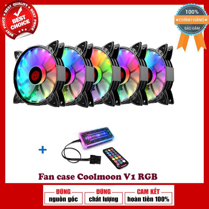 Bộ 5 Quạt Tản Nhiệt, Fan Case Coolmoon Ver 1 / V1 Led RGB - Kèm Hub và Remote