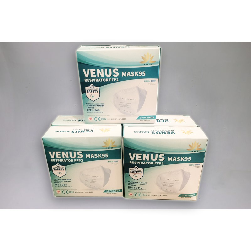 Khẩu trang N95 KN95 Venus không van 5 lớp chống bụi mịn PM2.5 - Hàng Xuất Khẩu