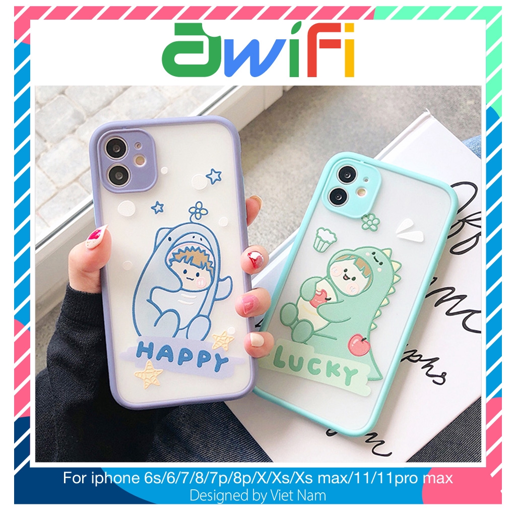 Ốp lưng iphone nhám Lucky & Happy 5/5s/6/6plus/6s/6splus/7/7plus/8/8plus/x/xr/xs/11/12/pro/max/plus/promax - Awifi U6-11