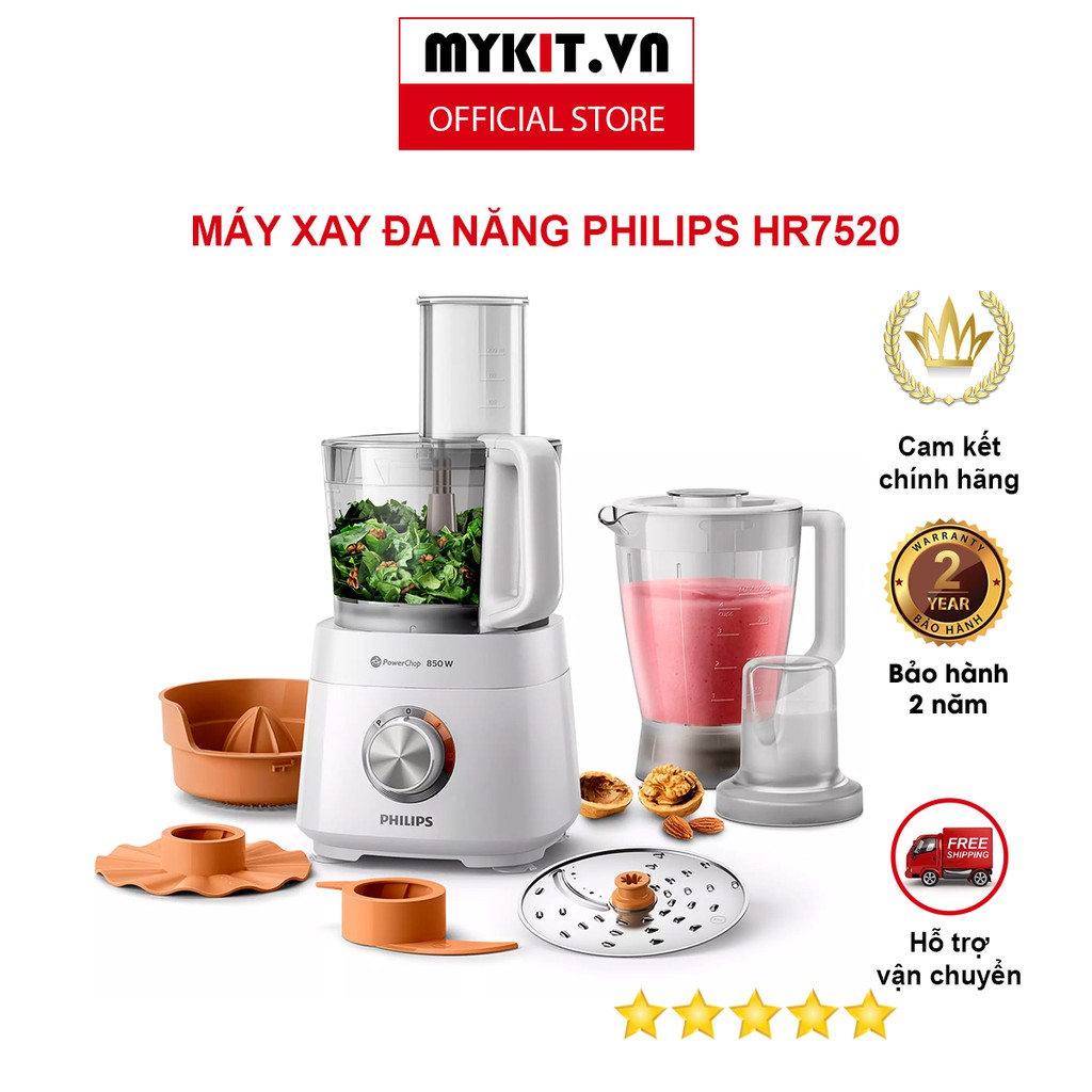 [Hàng Chính Hãng] Máy Xay Đa Năng Philips HR7520 - 850W