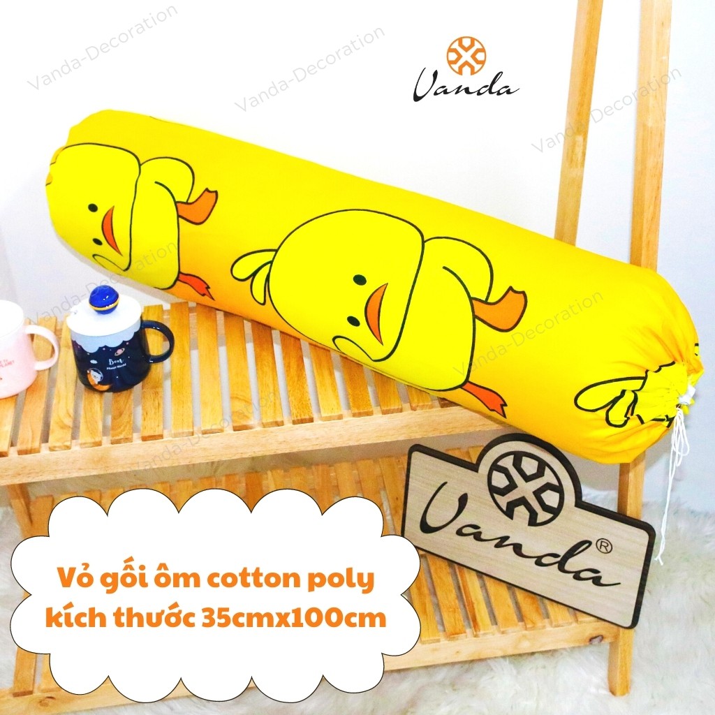 Vỏ gối ôm Cotton Poly người lớn kích thước 35cmx100cm nhiều họa tiết