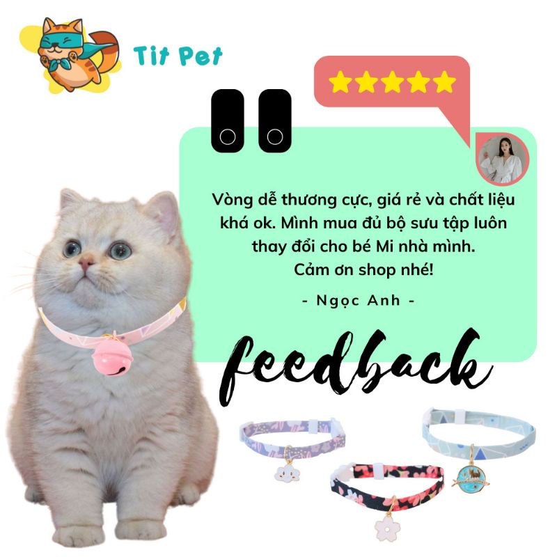 Vòng cổ cho mèo chó thú cưng có chuông lục lạc hình cute cao cấp giá rẻ - TITPETSHOP