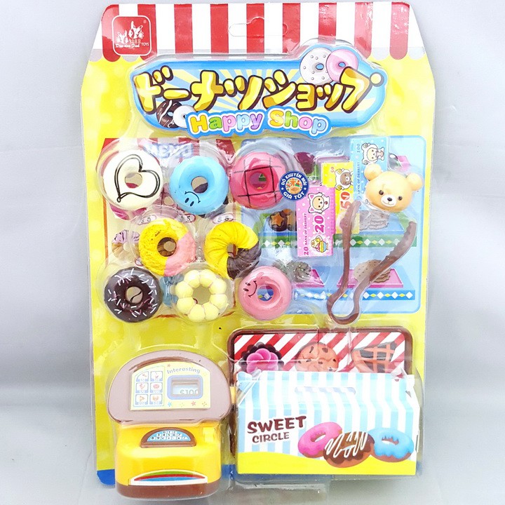 Vỉ đồ chơi cửa hàng bánh kẹo donut mini xinh xắn không dùng pin cho bé