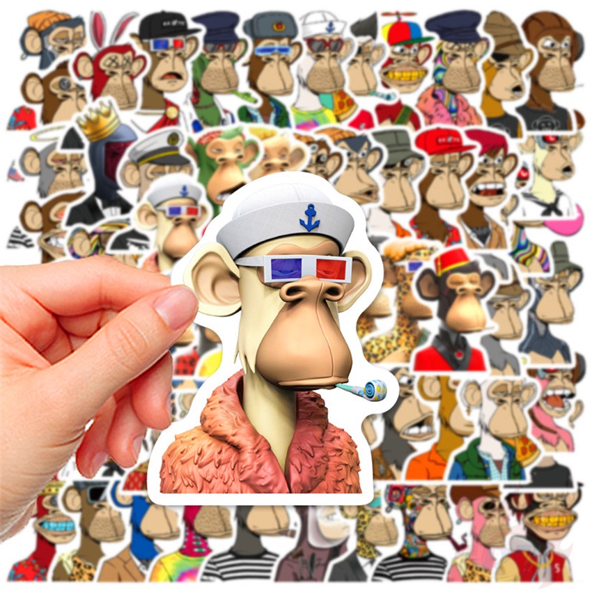 ❉ NFT Bored Ape Yacht Club Series 01 Stickers ❉ 60Pcs/Set DIY Fashion Waterproof Mixed Decals Doodle Stickers