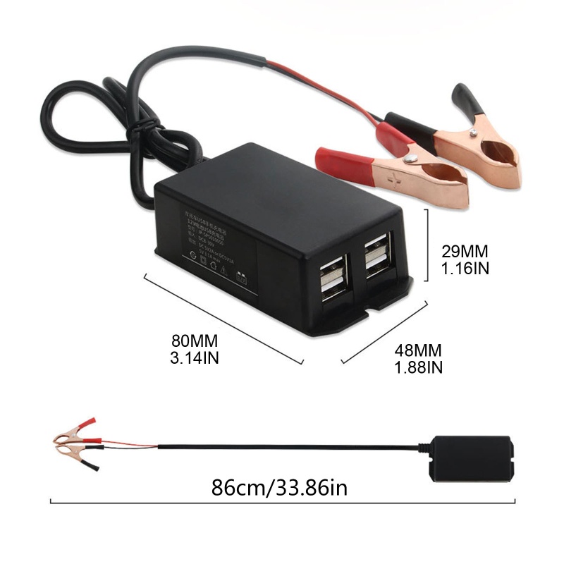Cục Sạc Chuyển Đổi Nguồn DC 12V 4 Cổng USB Tự Động Nhận Diện Chargi Cho Điện Thoại