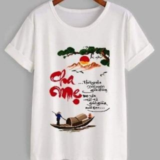 Áo thun vu lan báo hiếu in chữ thư pháp cha mẹ