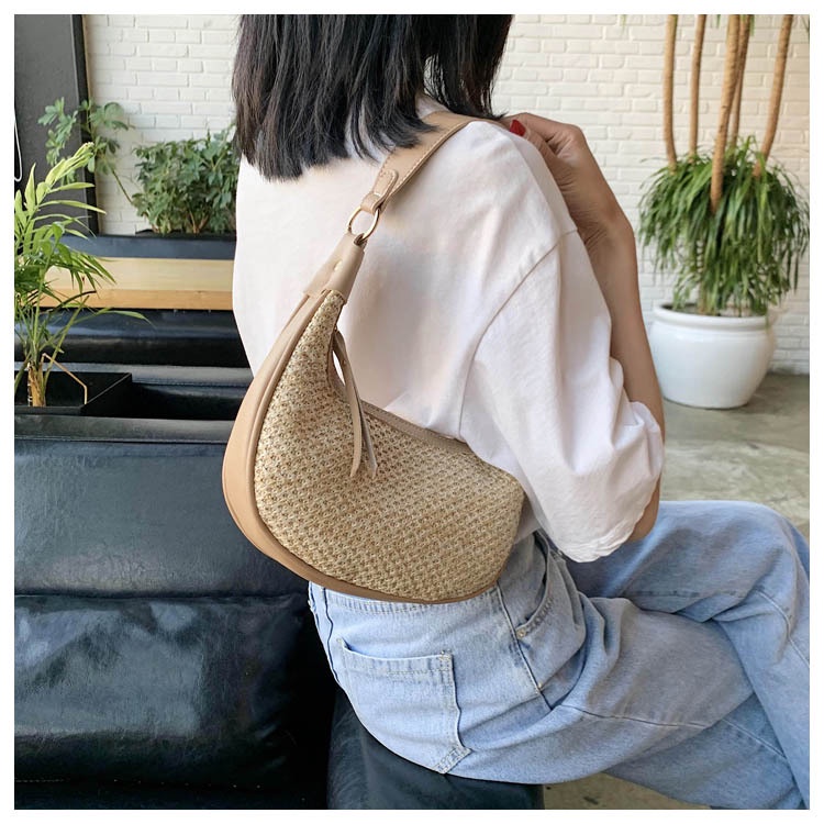 Túi Poly phối da Satchel (Yên ngựa) - phong cách Hàn Quốc - đeo chéo đeo vai