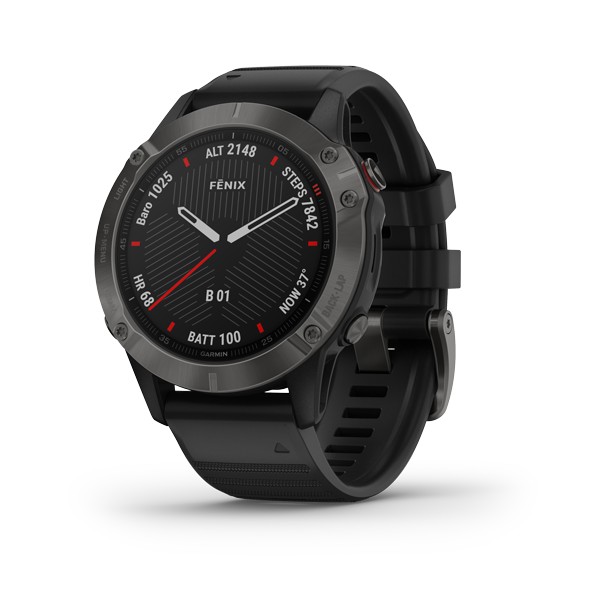 [Quà tặng - HRM-Pro] Đồng hồ thông minh Garmin Fēnix 6 - Sapphire, Carbon Gray DLC with Black Band_010-02158-45