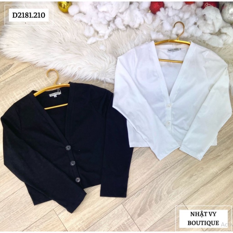 Áo khoác thun form ngắn cài cúc NHATVY - D2181