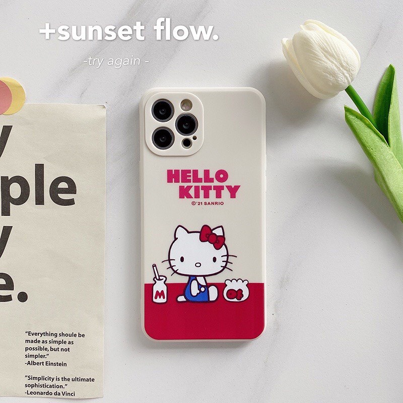 Ốp Lưng Iphone Cạnh Vuông, Bảo Vệ Camera Hello Kitty (02) ip 7Plus,8Plus,x,xs,xsmax,11,11promax,12,12promax,13,13promax
