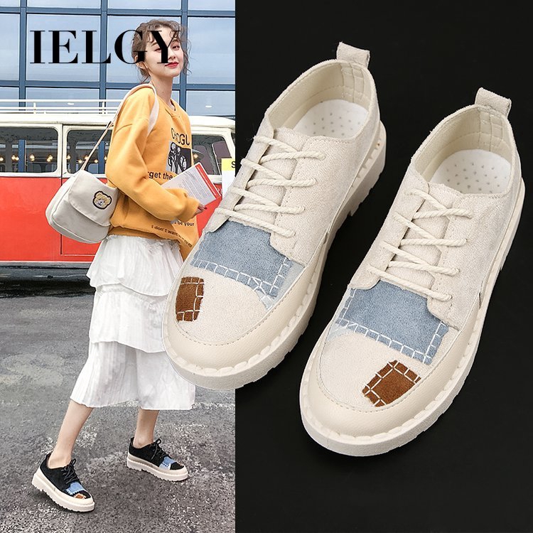 Giày thể thao IELGY vải bạt đế dày thời trang Hàn Quốc cổ điển