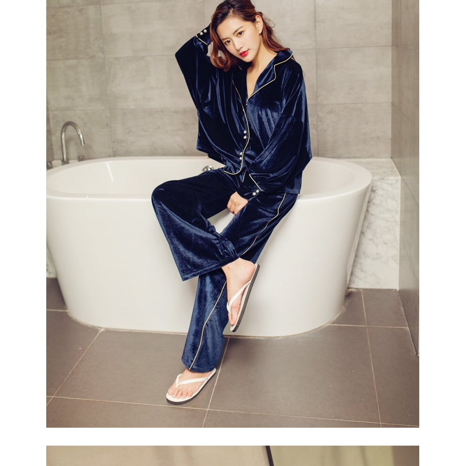 Bộ Quần Áo Ngủ Tay Dài Chất Nhung Ấm Áp Thiết Kế Trẻ Trung Hợp Thời Trang Cho Nữ | BigBuy360 - bigbuy360.vn