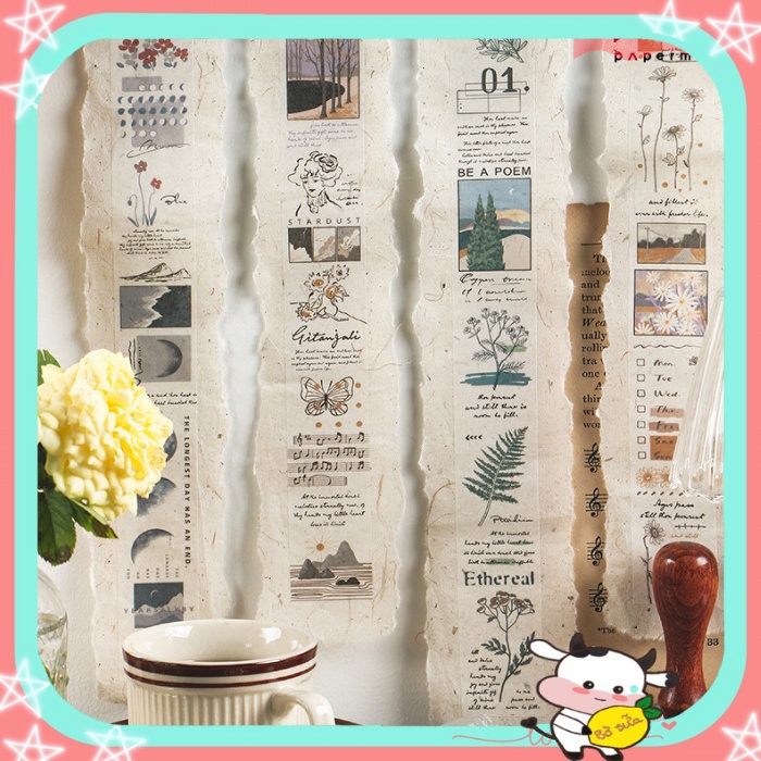 Sticker bullet journal phong cảnh dụng cụ dán làm sổ trang trí thư decor scrapbook vintage cổ điển ST53