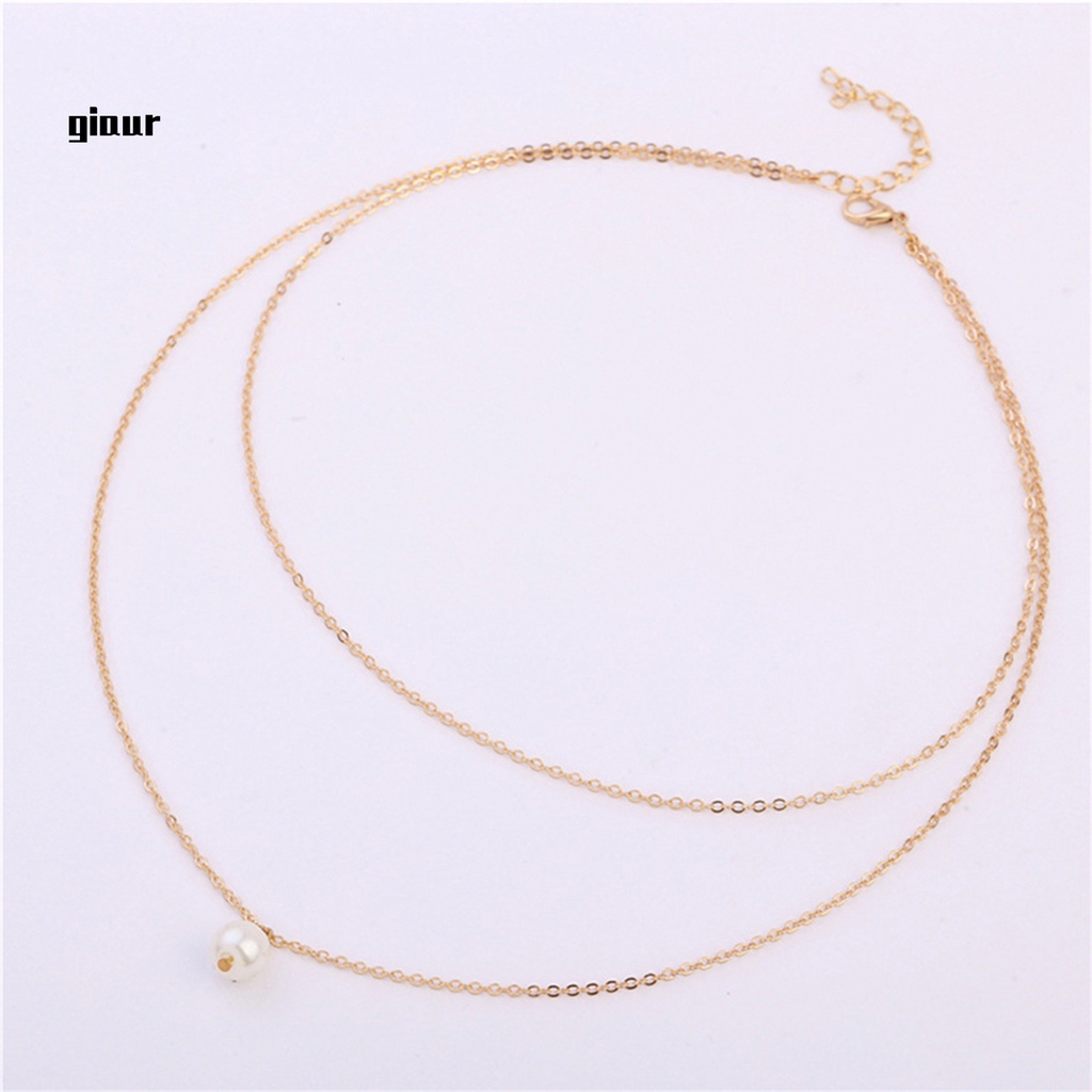 Vòng cổ choker hai màu đính ngọc trai nhân tạo chống mòn