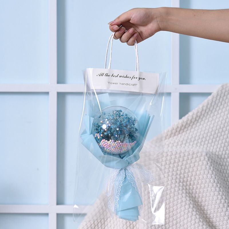 Bó hoa khô bông bi có túi xách siêu xinh,,,