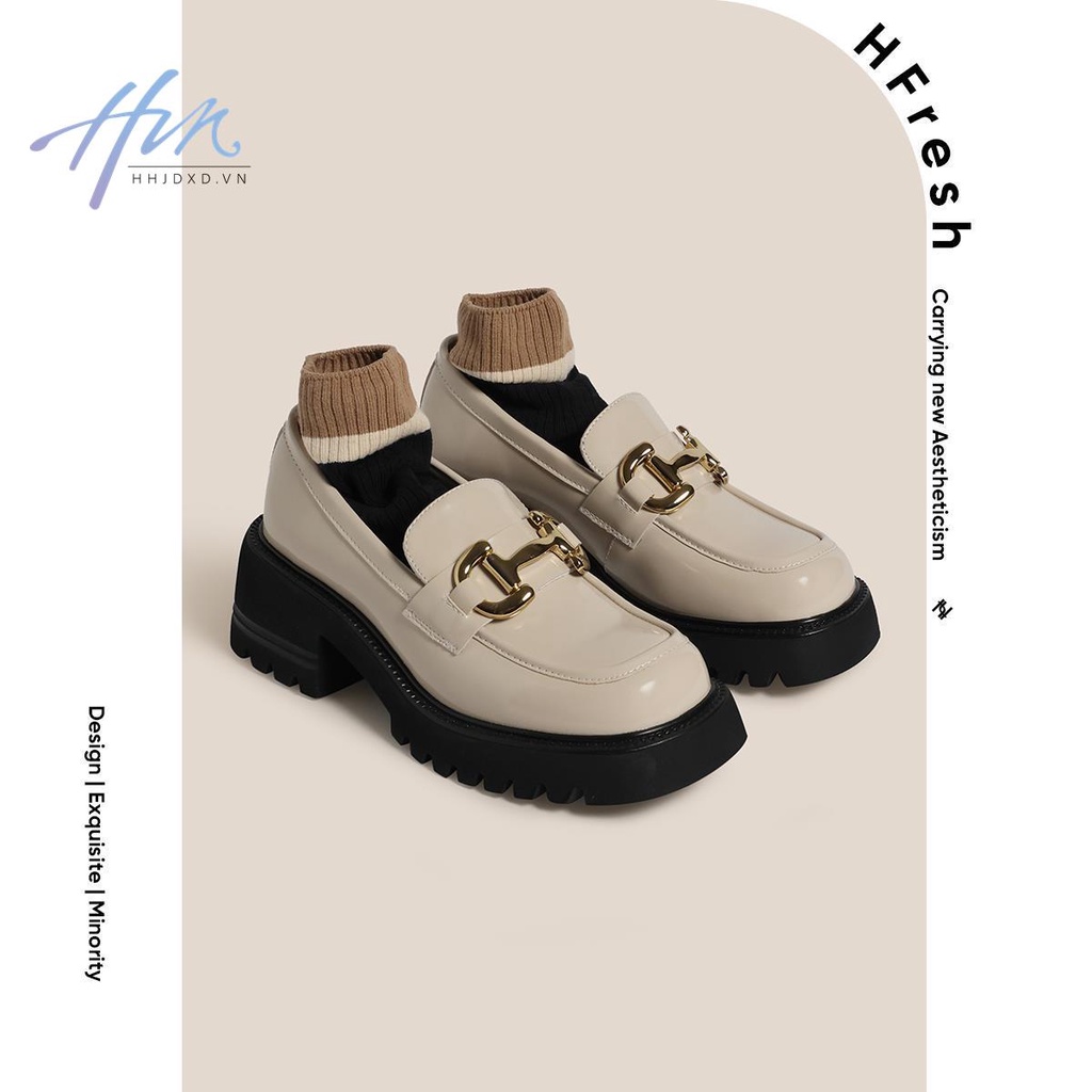 Giày Da Bít Mũi Đế Dày Phong Cách Anh Quốc Thời Trang 2022 Cho Nữ