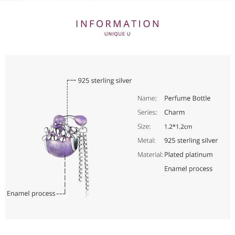 Hạt Charm Bamoer BSC348 Bằng Bạc 925  Titan Thiết Kế Hình Bình Nước Hoa Xinh Xắn