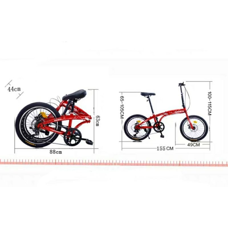 XE ĐẠP GẤP SANHEMA  BẢN THỂ THAO BÁNH   20 inh